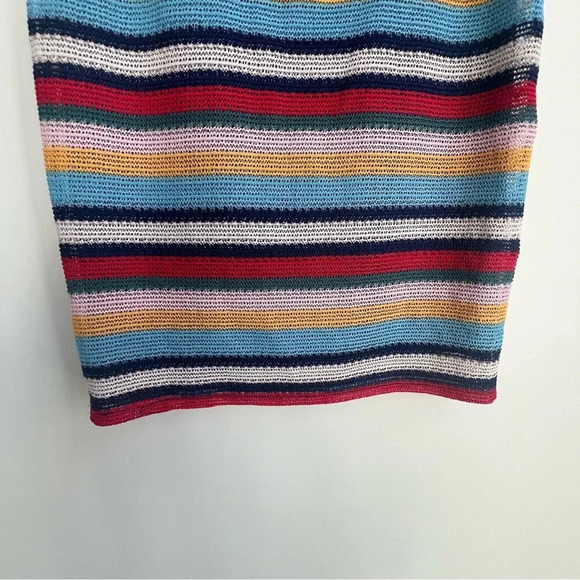 New Parker Elastic Waist Knit Striped Pencil Skirt Multicolor Rainbow Medium - Picture 10 of 13
